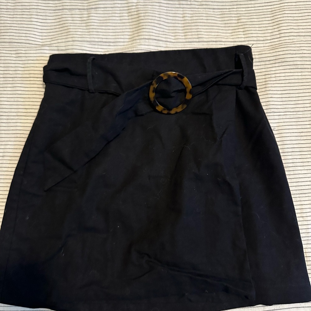 Sugarlips Black A-Line Skirt with Tortoise Shell Buckle
